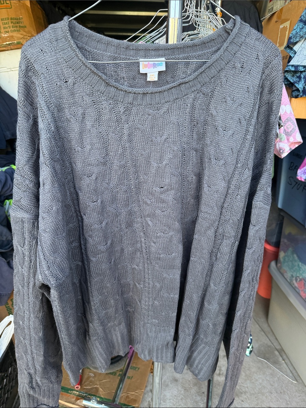 LuLaRoe Men's Gray Cable Crewneck Sweater